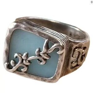 SILPADA SILVER SCROLLING VINE RING WITH BLUE QUARTZ